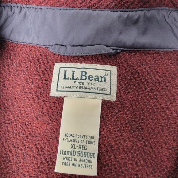 LL Bean Shirt Jacket Men’s XL Red Snap Fleece Shacket Elbow Patches Gorpcore - Picture 8 of 9